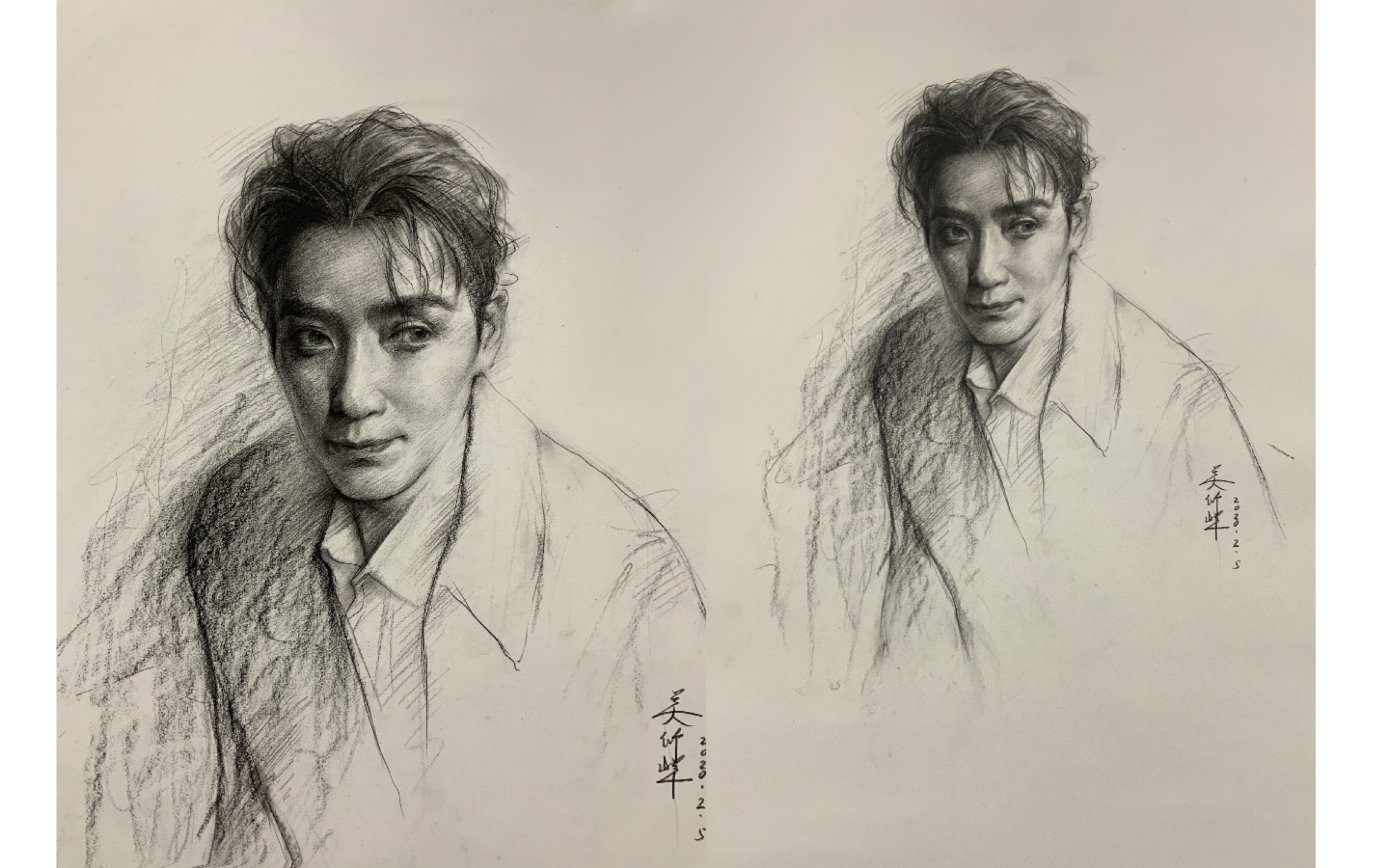 【吴二一】素描头像|这是你们要的朱一龙嘛|学习阿尼哥尼古典素描观察