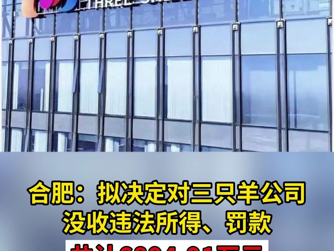 合肥:拟决定对三只羊公司没收违法所得、罚款共计6894.91万元哔哩哔哩bilibili