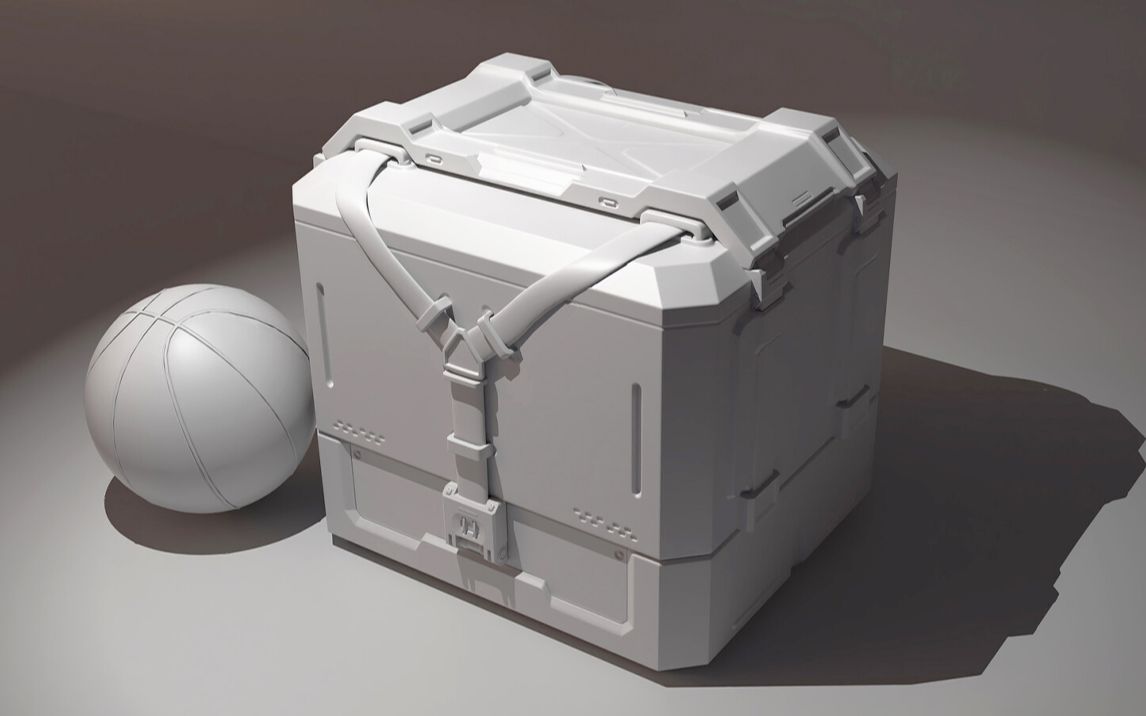 【3dmax建模】次世代游戏道具科技箱子模型全流程制作,3dmax基础布线