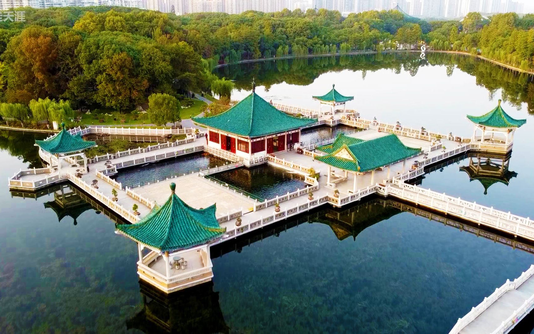 无人机航拍东湖生态旅游风景区,一个位于武汉市中心城区的5a景区