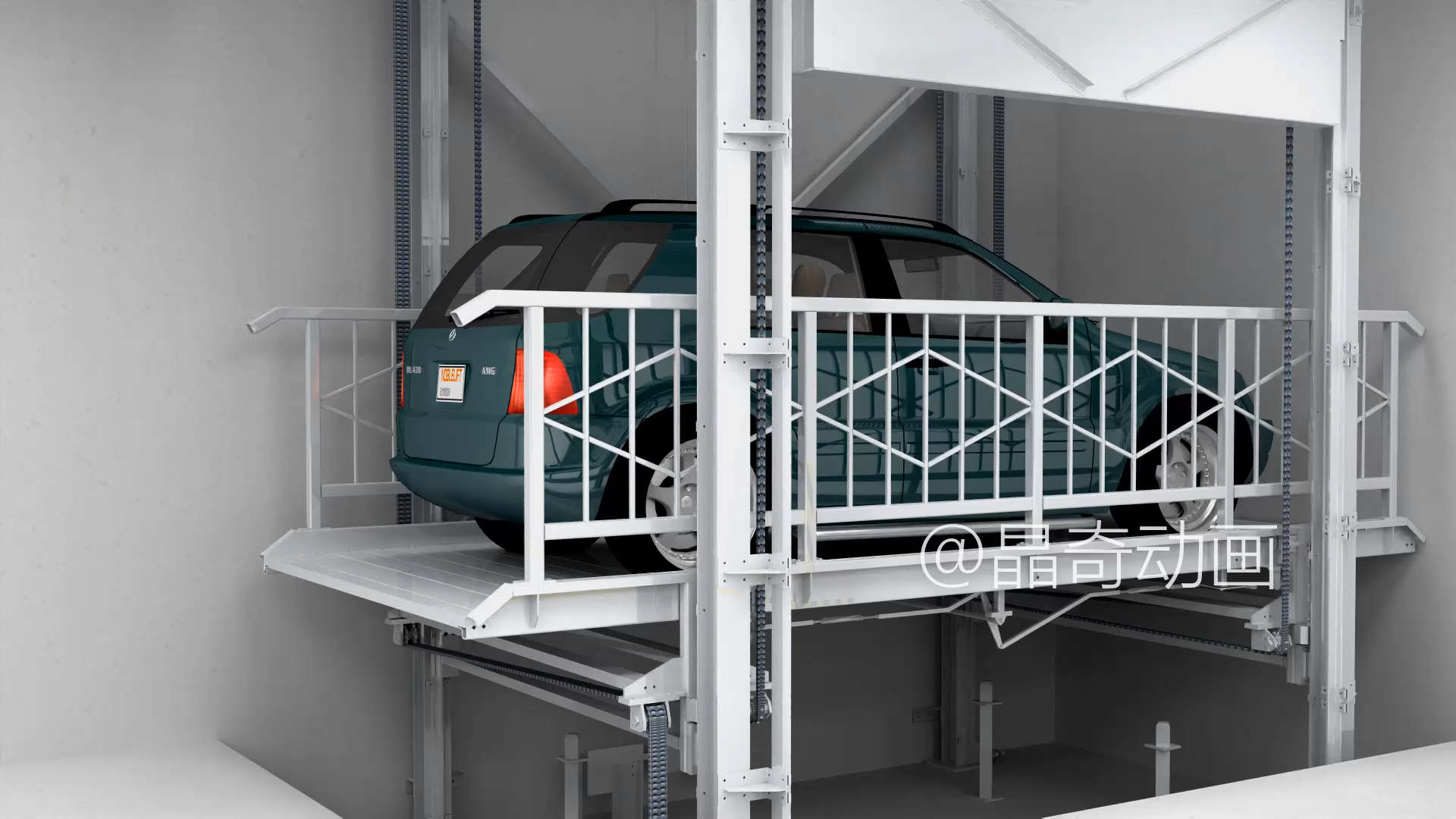 浙江诺力车库汽车升降机停车设备3d动画