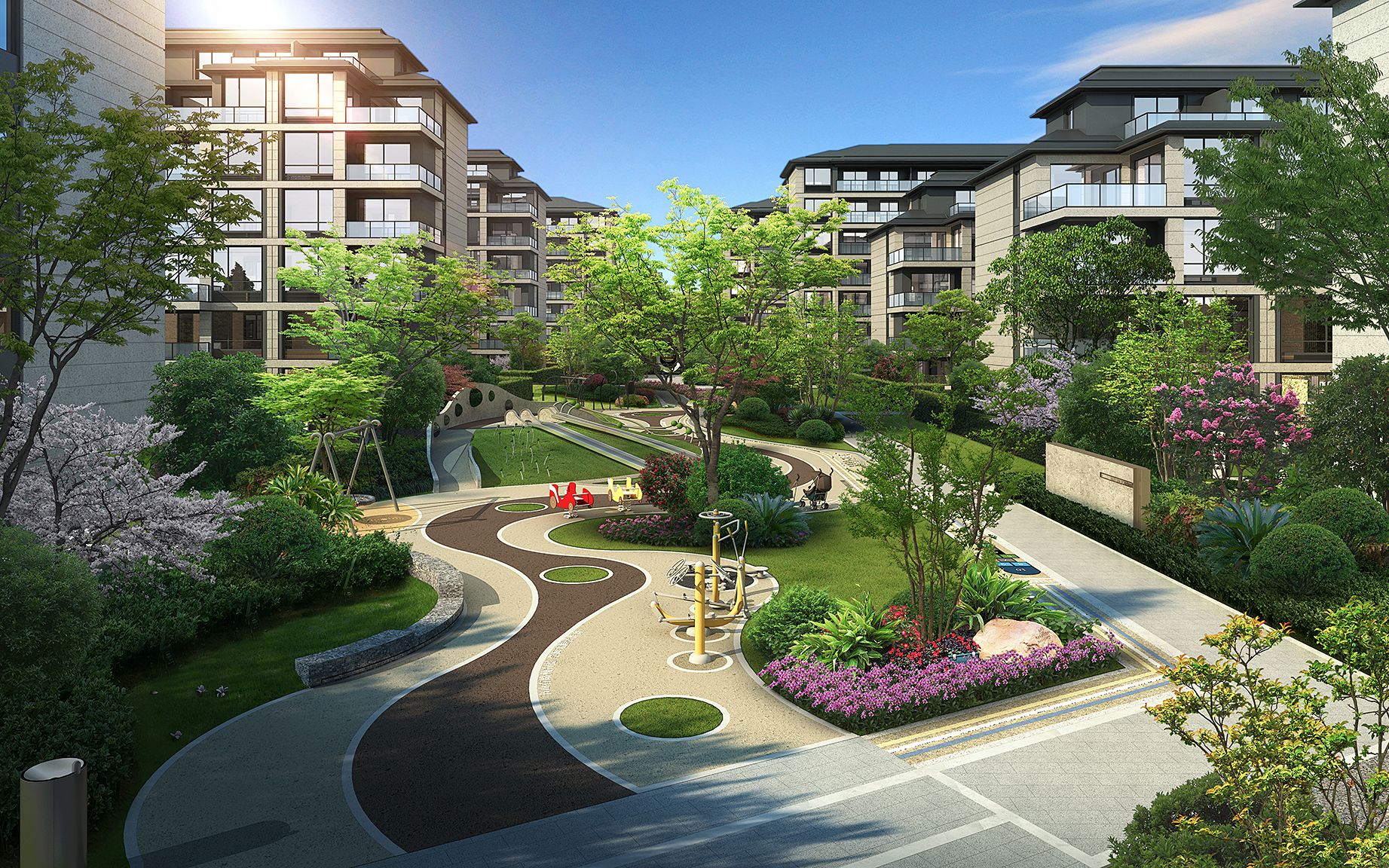 【司空侠ps教程】高档小区景观效果图制作,中西风格建筑内的景观如何