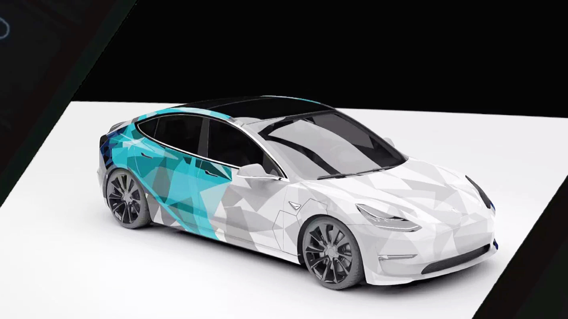 特斯拉tesla moedel 3 蓝白渐变迷彩彩绘