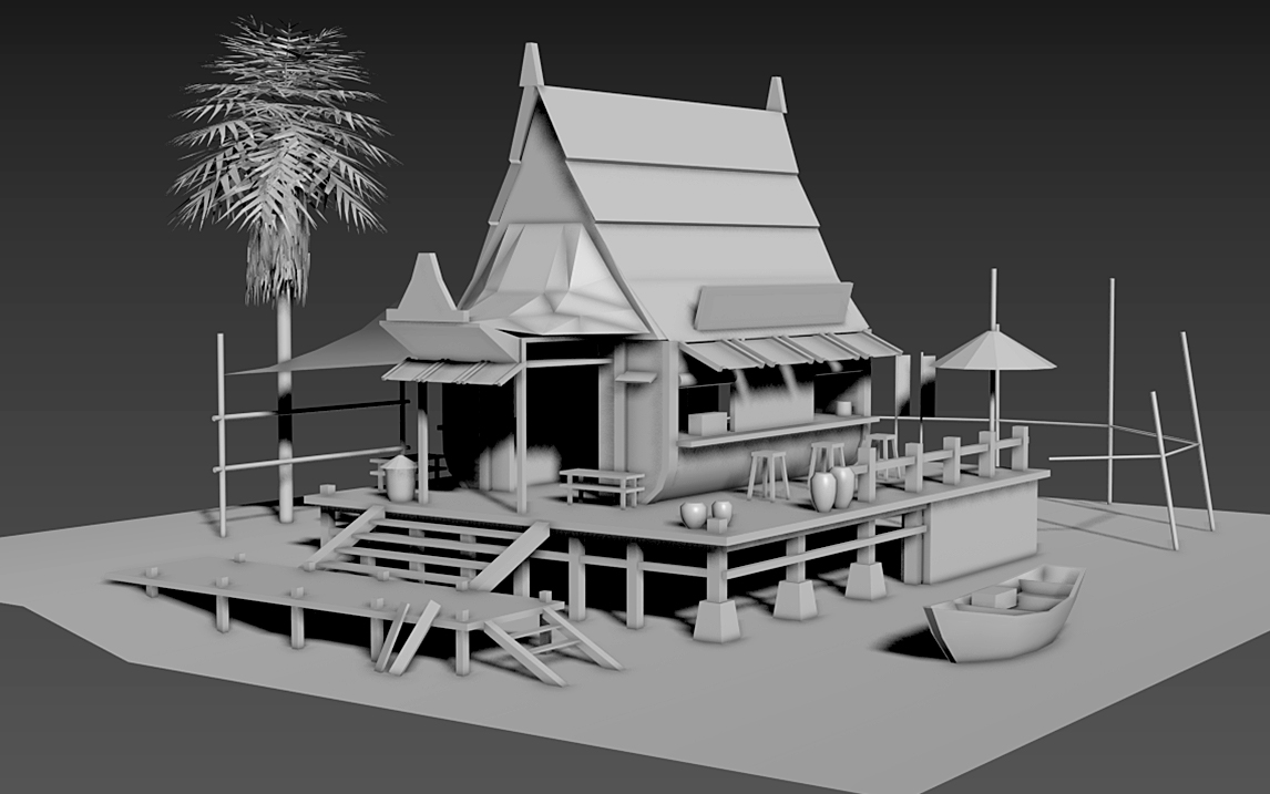 【3dmax】简单古风场景基础模型搭建,3dmax零基础建模案例教学