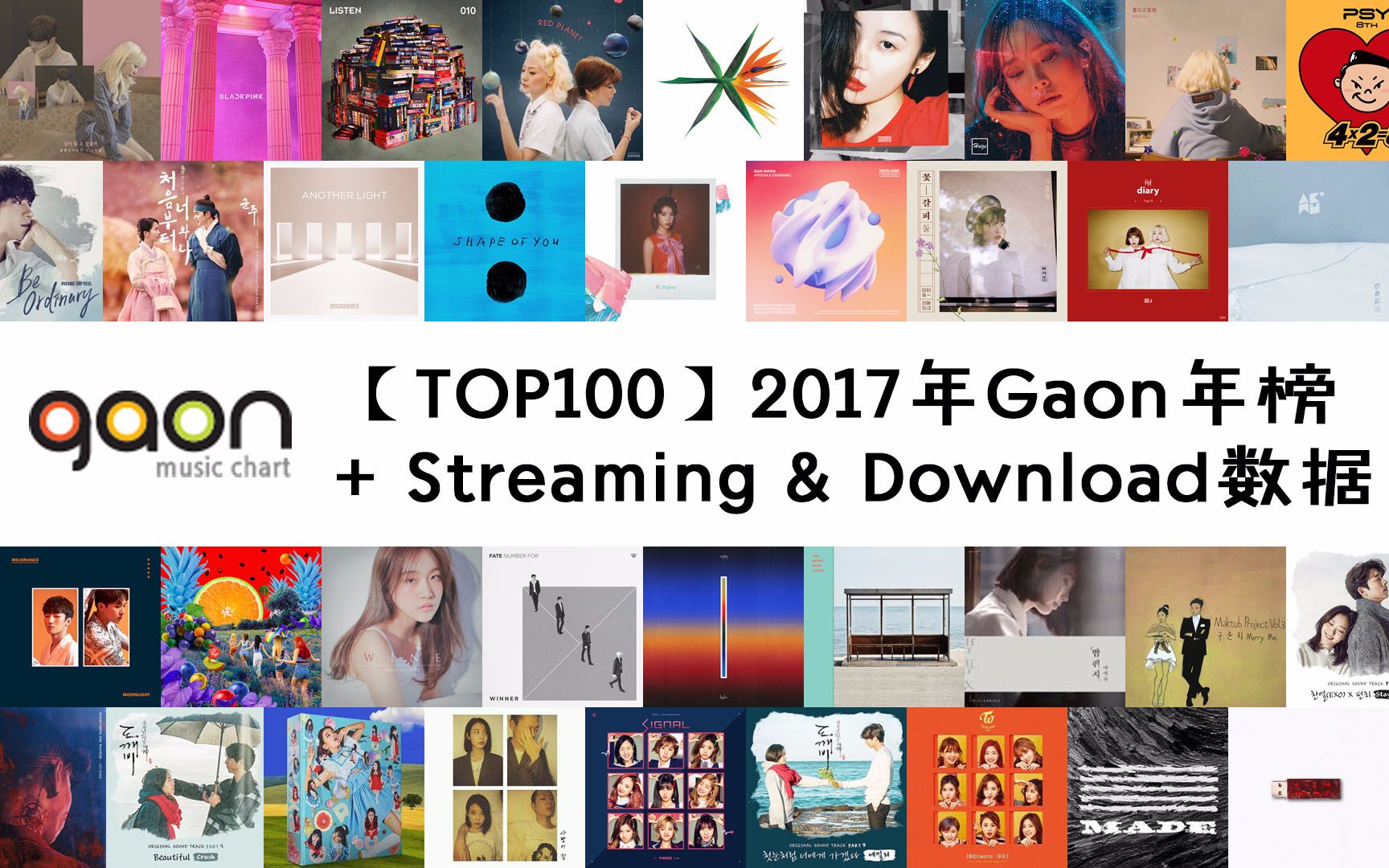 【数据向】2017年Gaon年榜TOP100哔哩哔哩bilibili