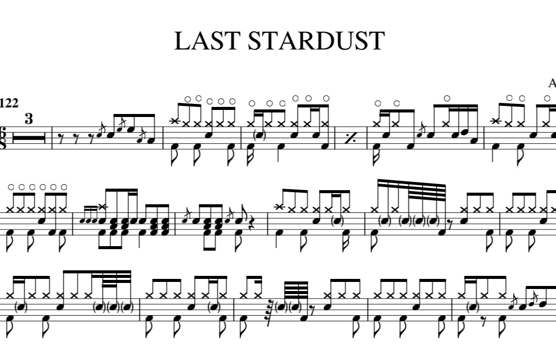 [图]全网唯一 LAST STARDUST(最后的星辰）Aimer 动态鼓谱