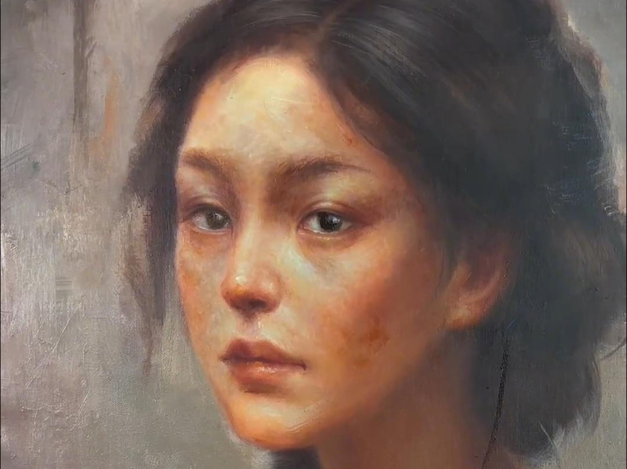 油画人物肖像,二姐!