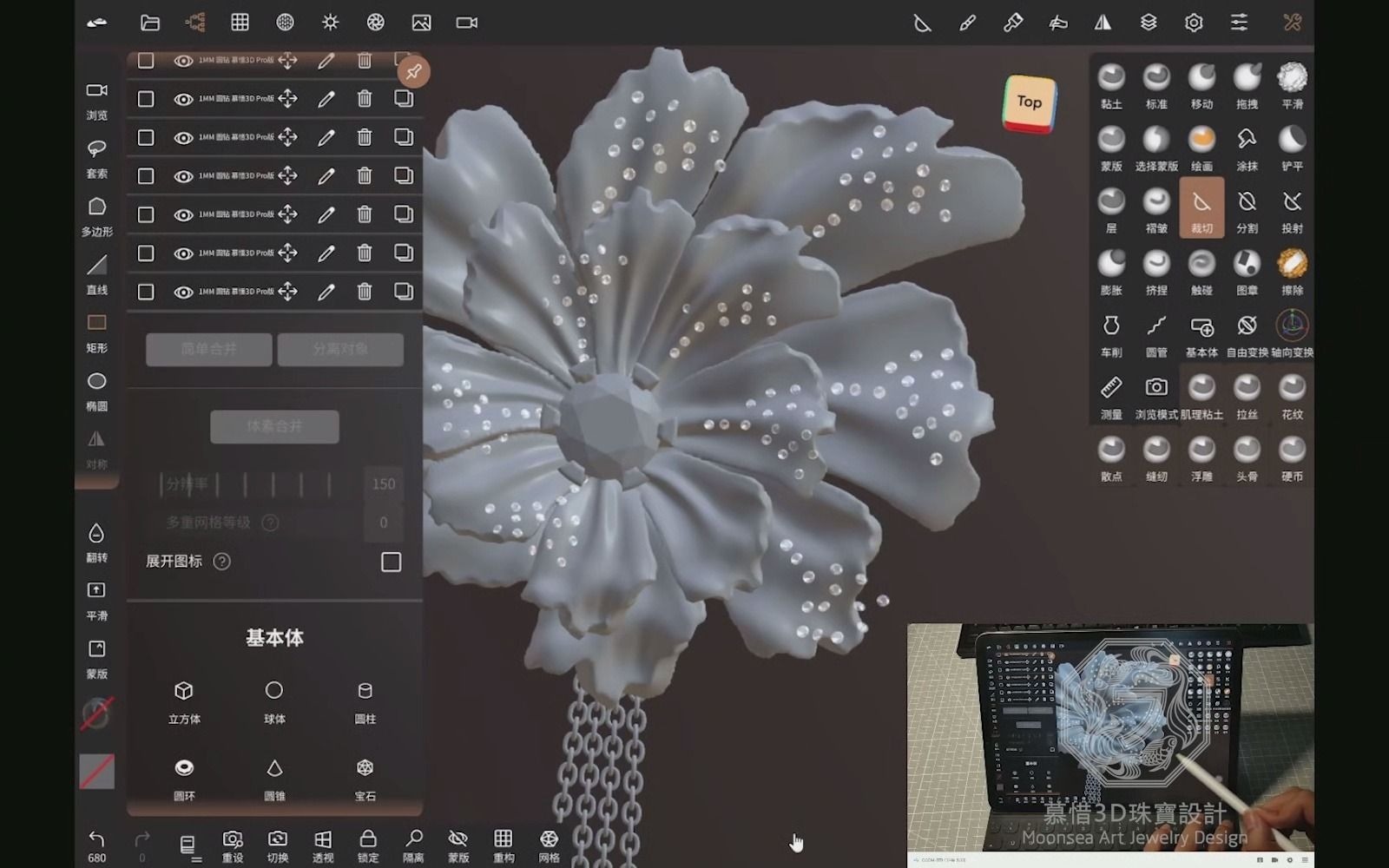 【ipad3D珠宝设计建模】 Nomad+常夏花胸针案例制作演示哔哩哔哩bilibili