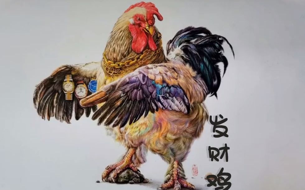 【彩铅画】彩铅动物教学——发财鸡
