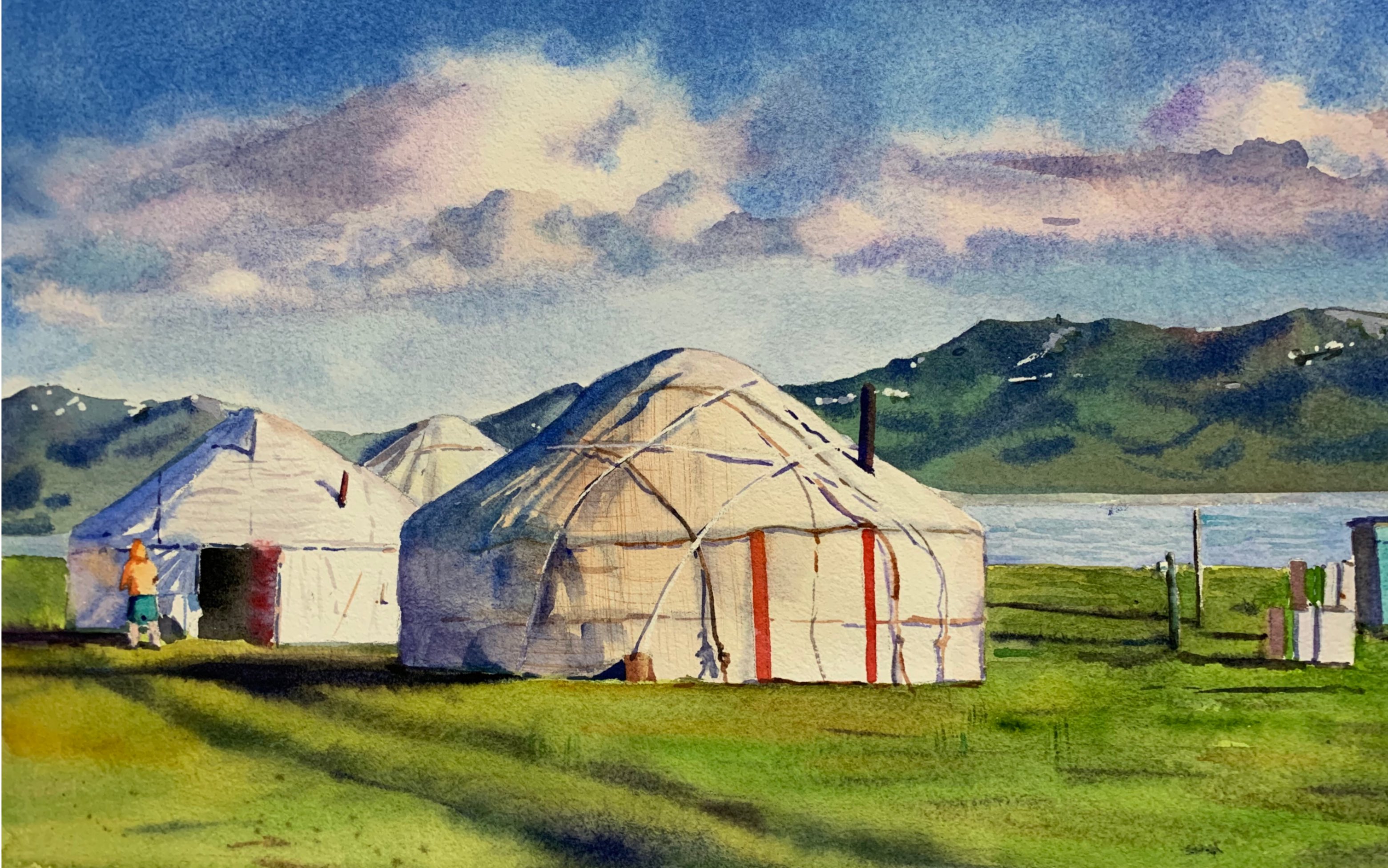 蒙古包大草原画画图图片