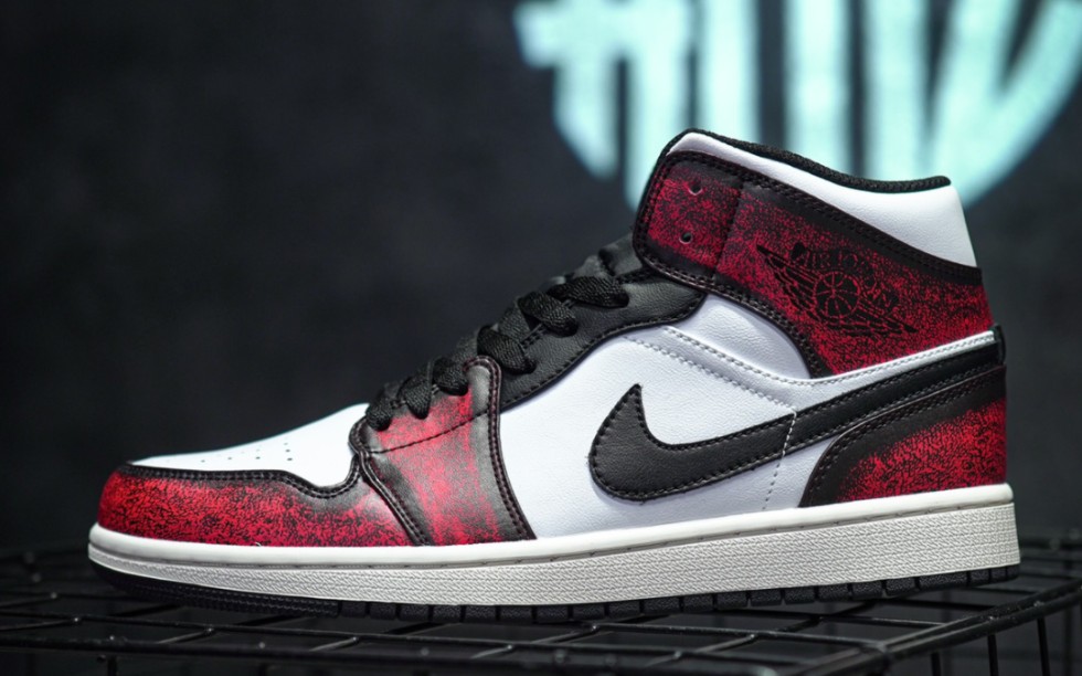 aj1 air jordan 1 mid "wear-away" 红黑 yuan.pro