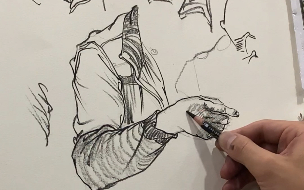 争霸联考速写头肩膀手范画过程无快进