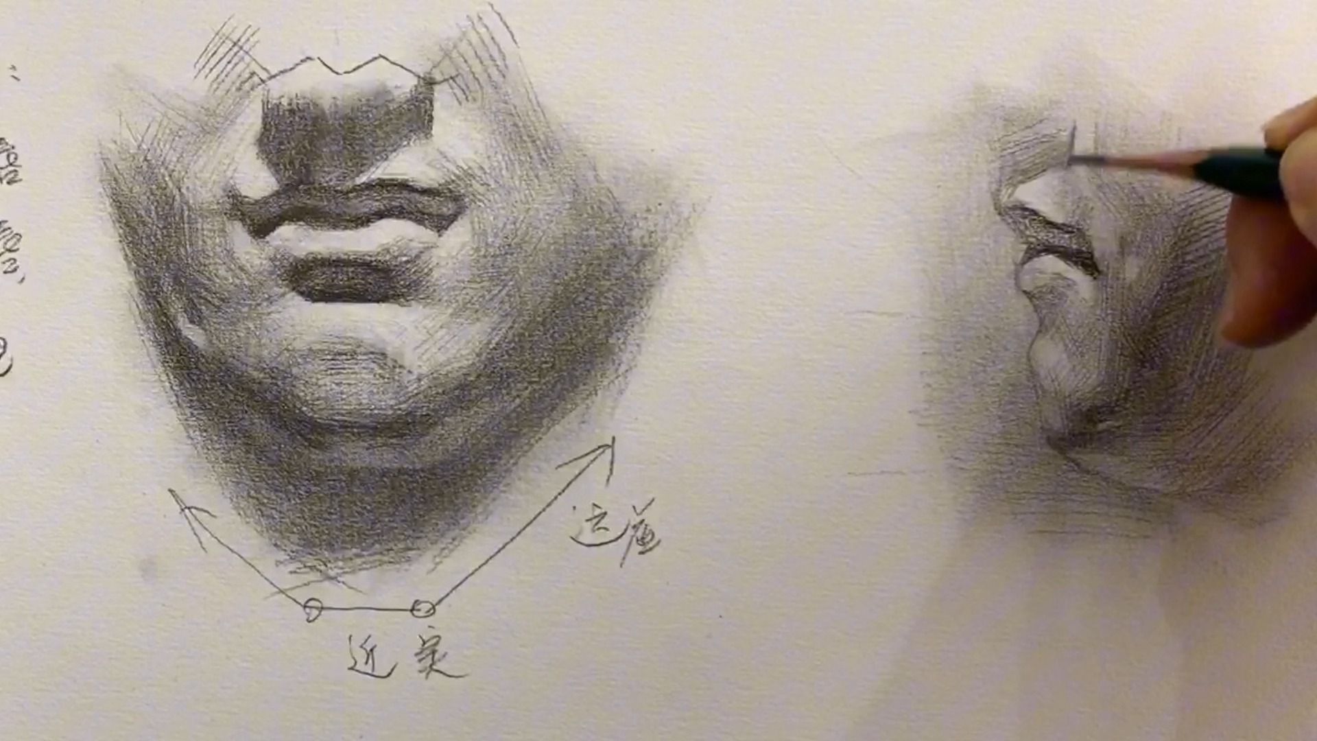 素描石膏像·小麻人侧面嘴部刻画教程