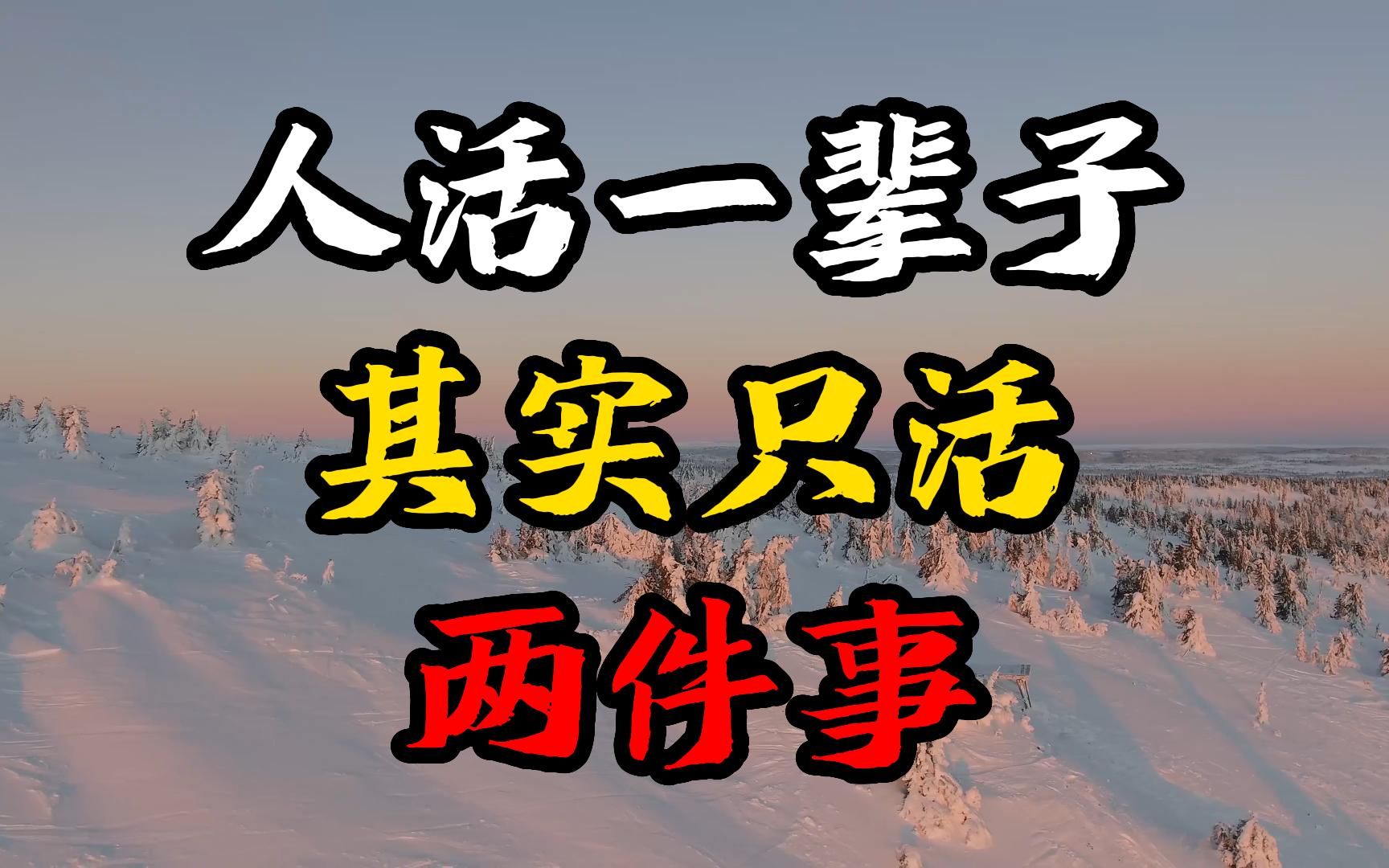 人这一辈子,其实只活两件事