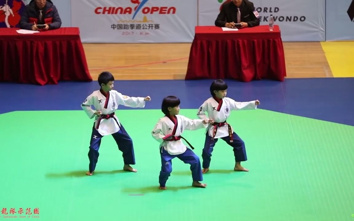 2017 China Open Group Poomsae,Kids 4th,2017 中国跆拳道公开赛 团体品势 儿童组 第4名 浙江跆协四队 王一航 李东霖哔哩哔哩bilibili