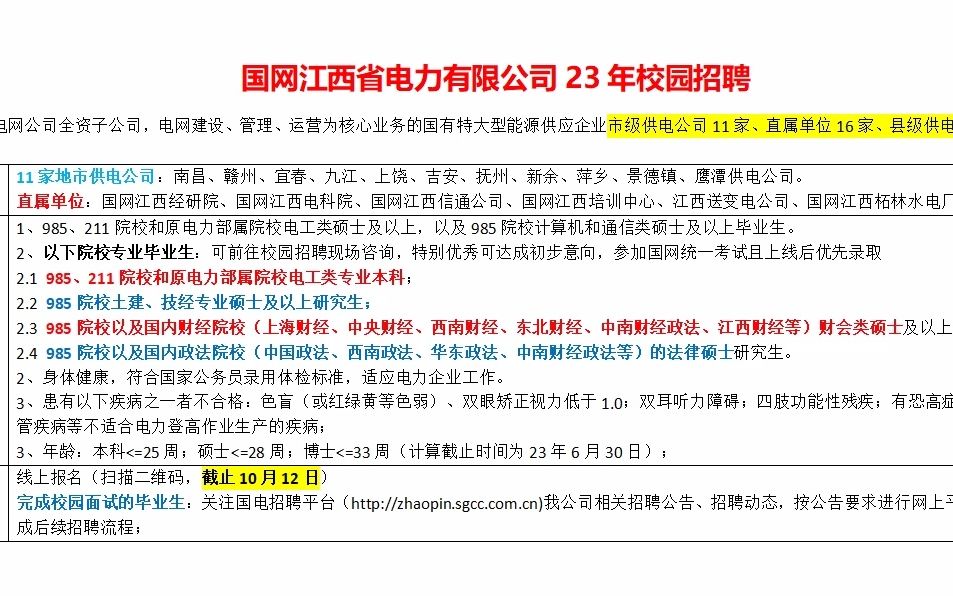 国网江西省电力有限公司23年校园招聘哔哩哔哩bilibili