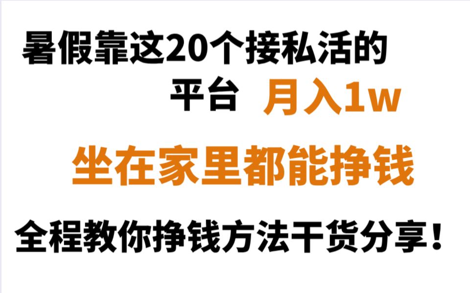 暑假靠这20个接私活的平台月入1w+坐在家里都能挣钱,全程教你挣钱方法干货分享!!!!哔哩哔哩bilibili