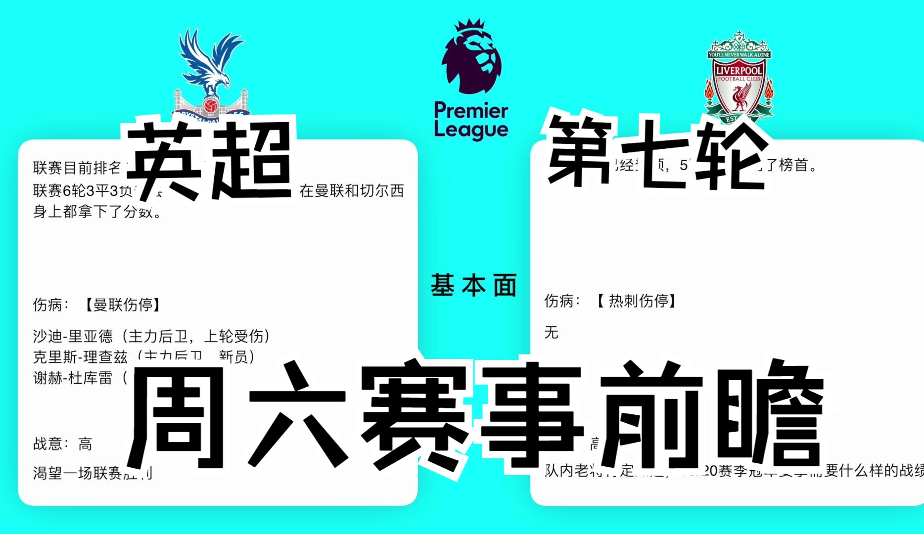 英超第七轮赛事前瞻 水晶宫VS利物浦 曼城VS富勒姆 布伦特福德VS狼队哔哩哔哩bilibili