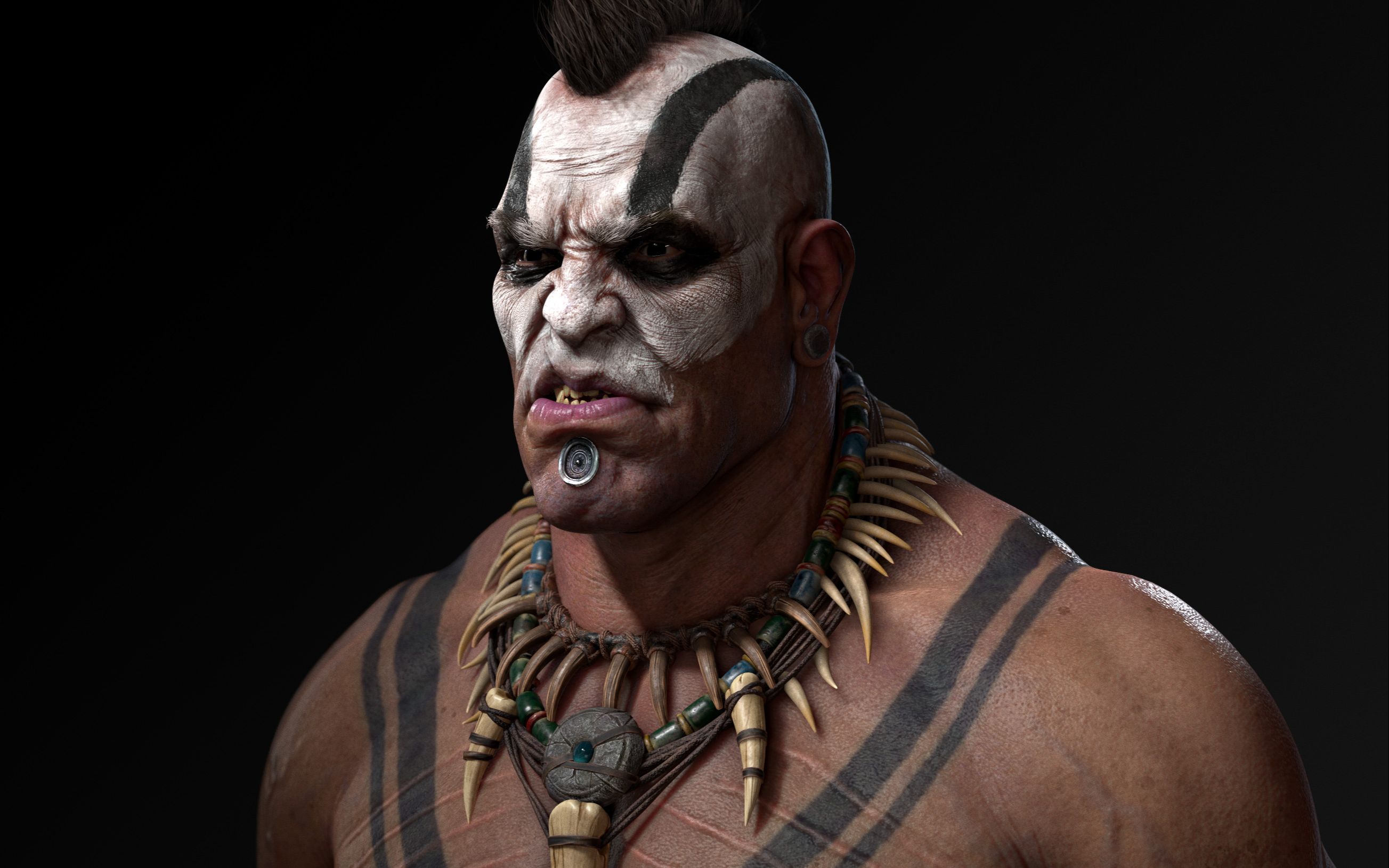 zbrush新手教程:兽人3d手办建模-脸部结构/肌肉雕刻技巧案例(下)_哔哩