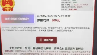 你的电脑已被锁定！你被罚款-300元