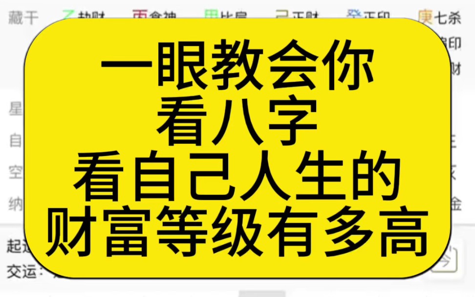 一眼教会你看八字,看自己人生的财富等级有多高哔哩哔哩bilibili