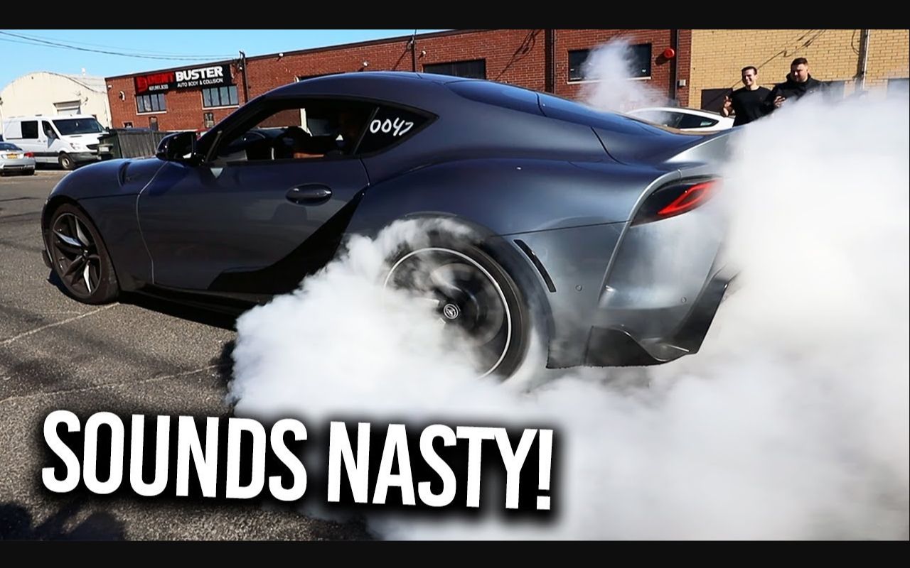 toyota(丰田) supra huge burnout *downpipe/pure turbo* 原地烧胎