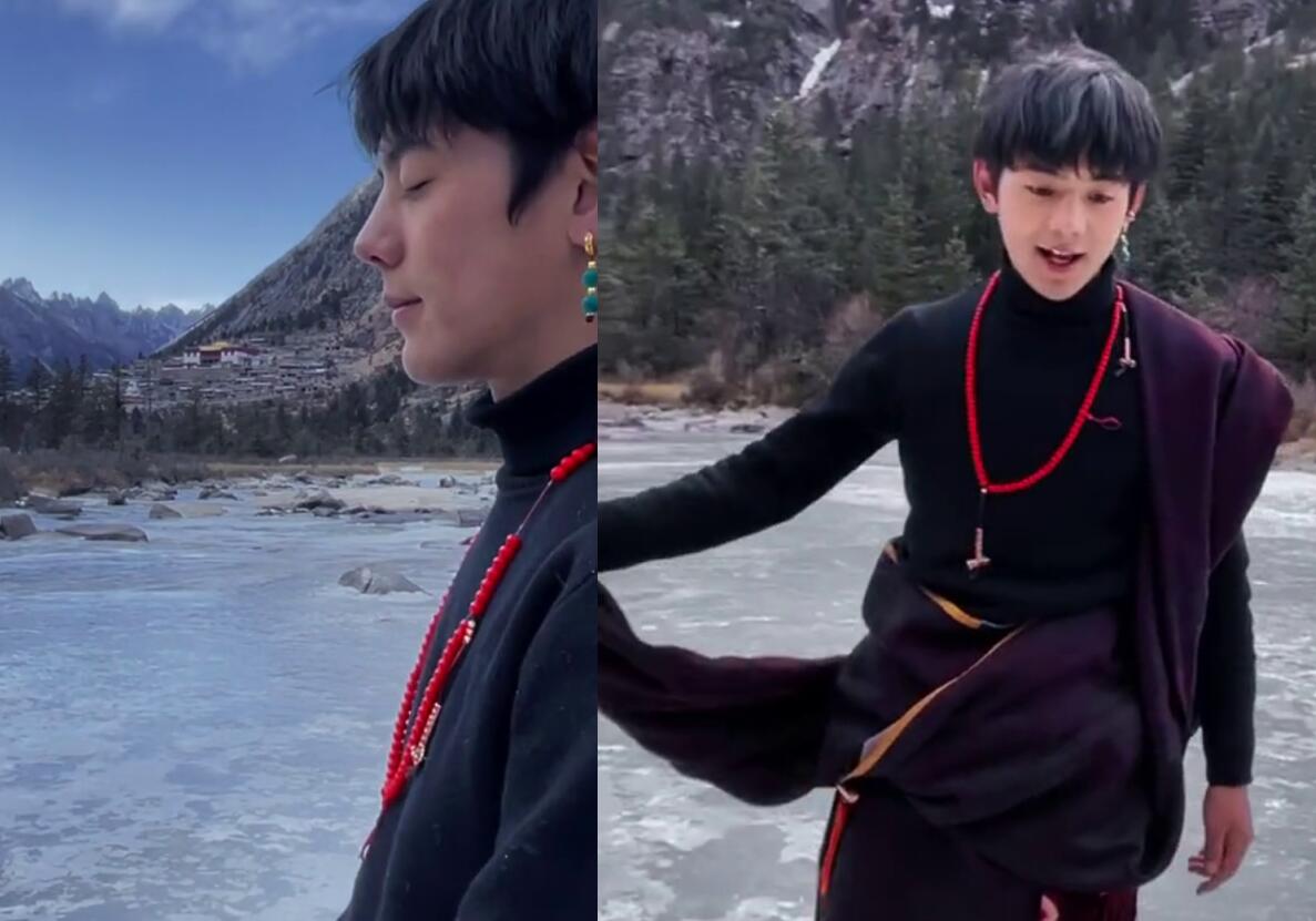 丁真回家乡理塘晒美景,侧颜出镜长睫毛抢镜,纯素颜不输小鲜肉