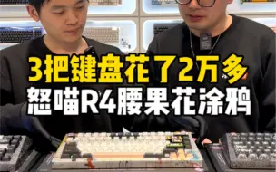 三把键盘定制下来花了两万多，三把全是怒喵Cyberboard R4，2把腰果花，1把波谱涂鸦，其中有2套键帽搭配的是金属键帽，看看有你喜欢的搭配吗？