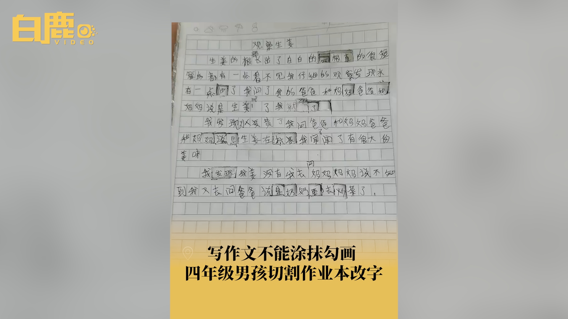 小学生为防涂抹切割作文纸改错字哔哩哔哩bilibili