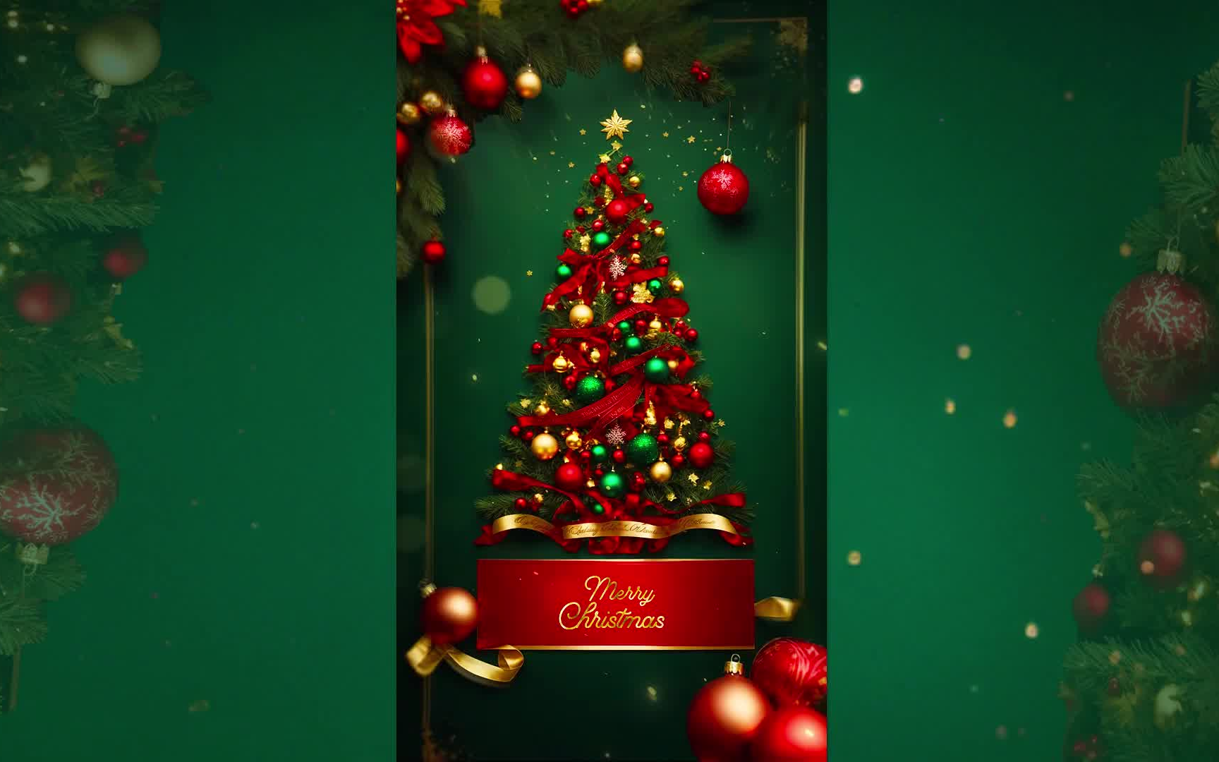 ae竖屏模板-圣诞节问候祝福视频模板 圣诞树模板