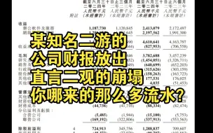 下载视频: 某知名二游的公司财报放出，直言米门二观的崩塌，你哪来的那么多流水？