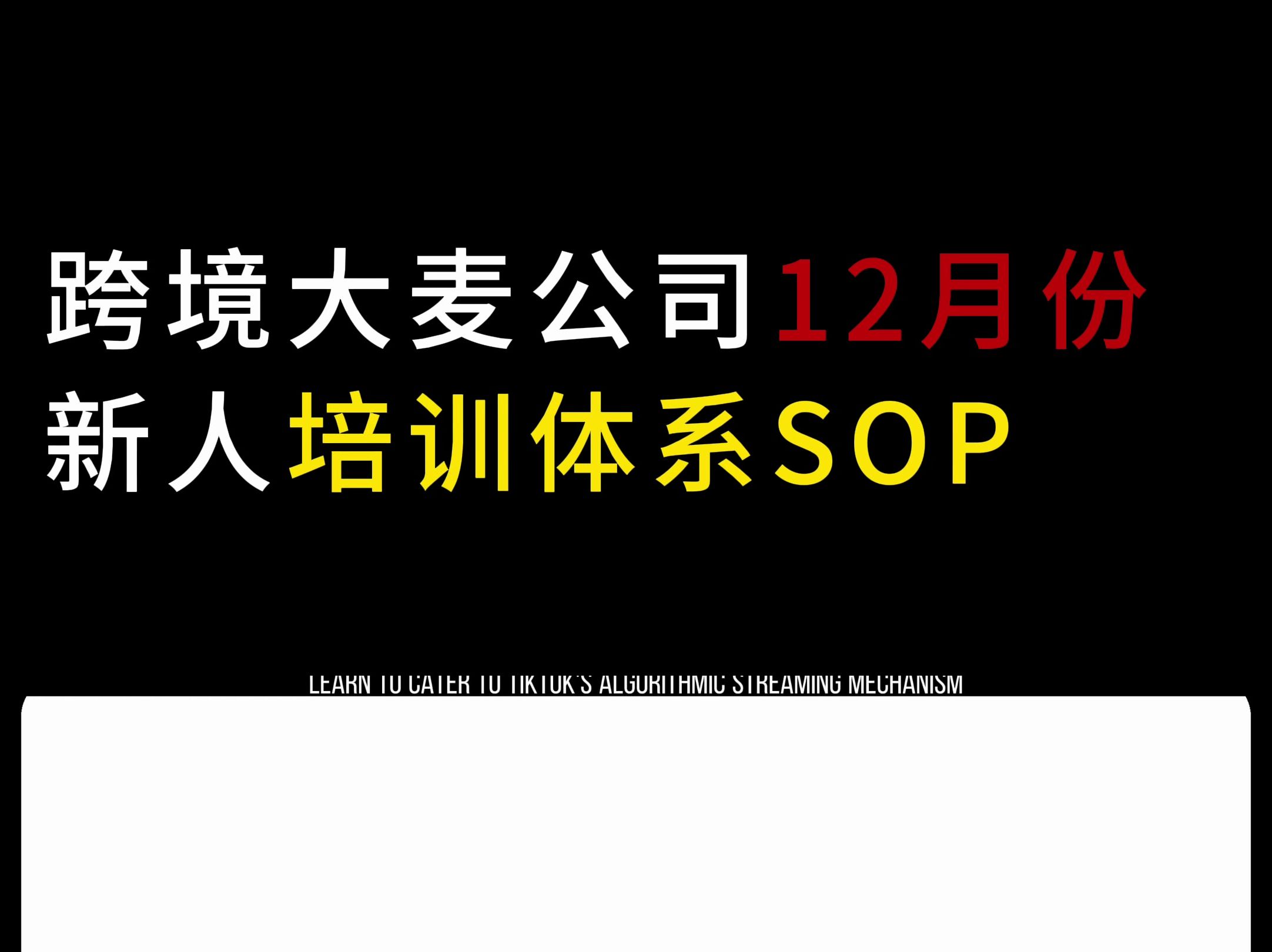 跨境大麦公司12月份新人培训体系SOP哔哩哔哩bilibili