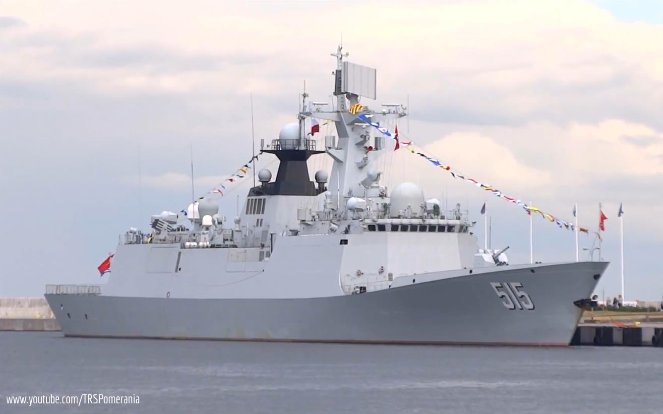 中国海军054a型护卫舰滨州号515停靠波兰港口20187