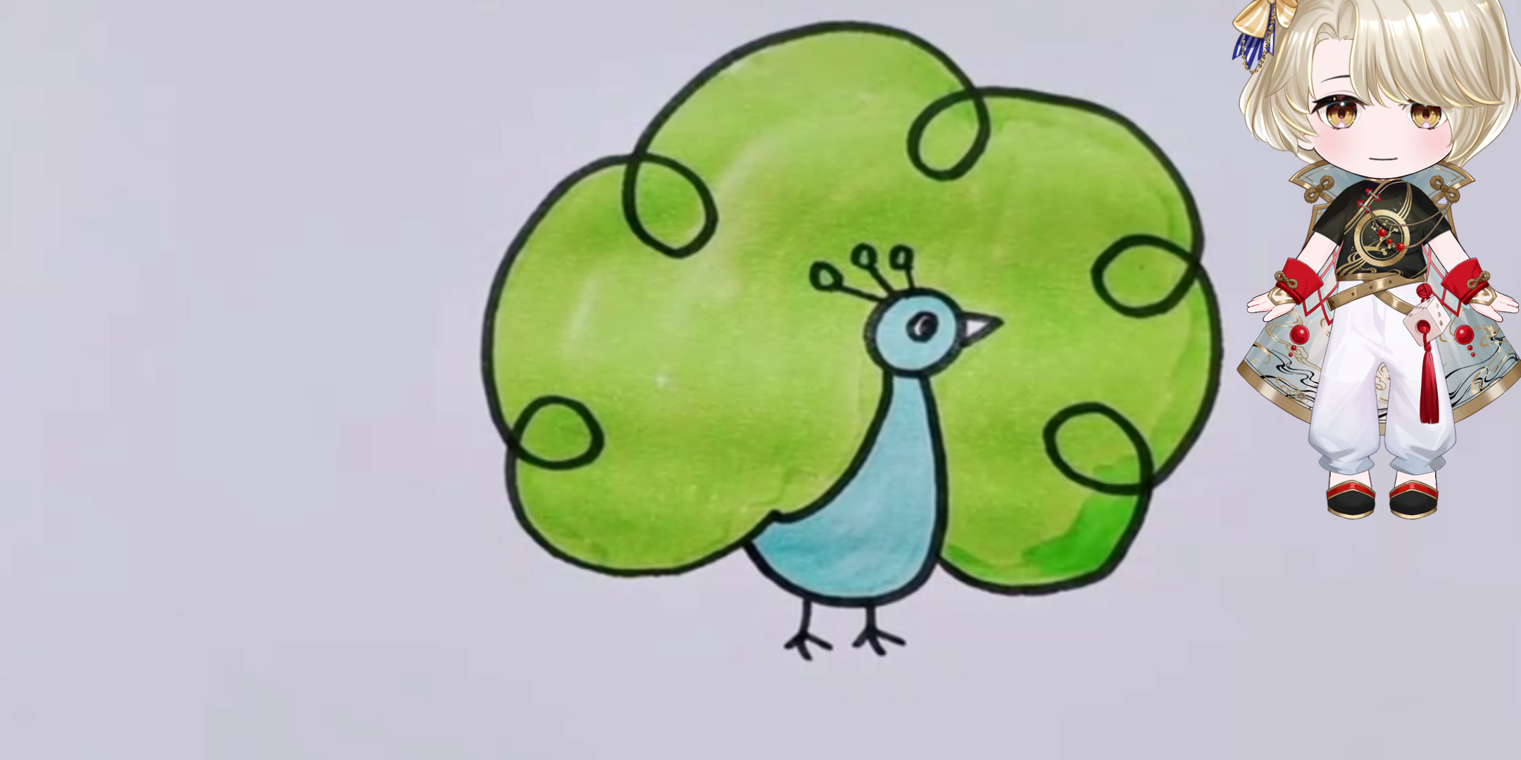 简笔画 开屏的孔雀