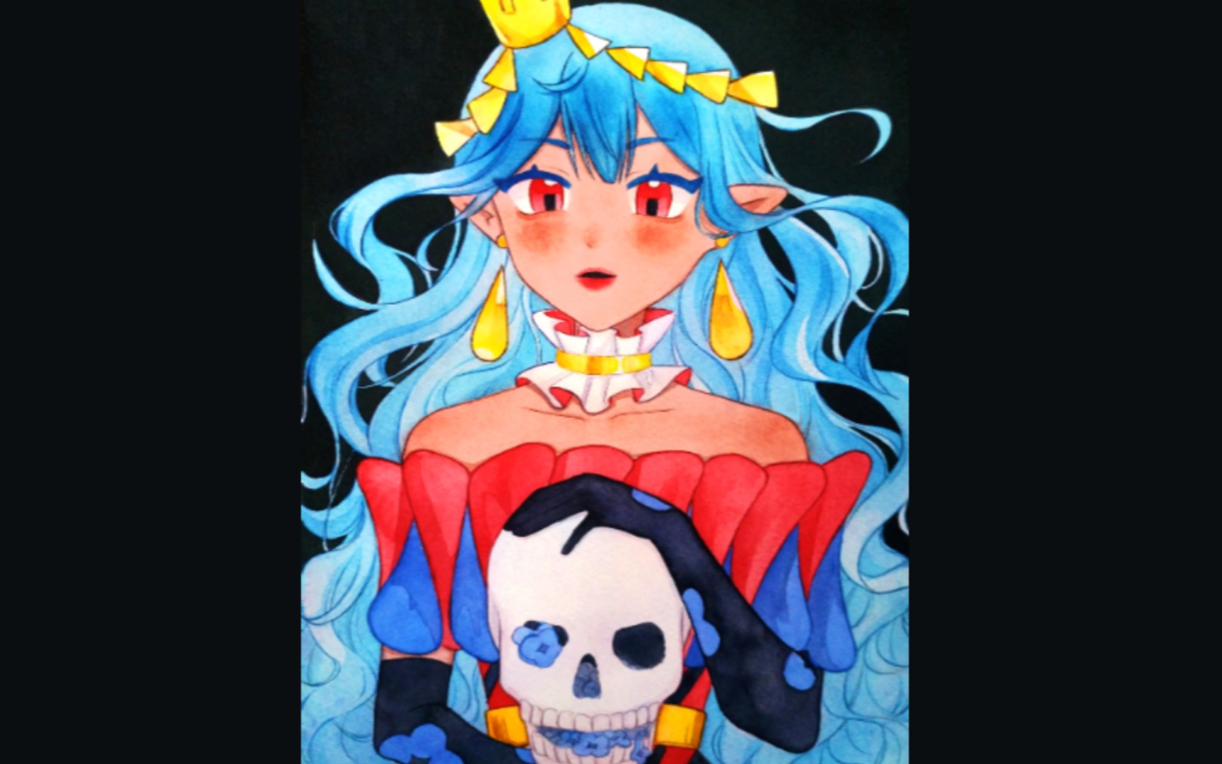 『加油大魔王/水彩手绘过程』被黑皮摁在地上摩擦了