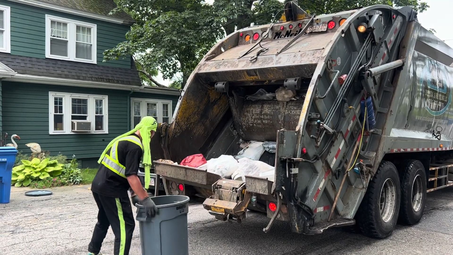 回收】ez disposal garbage truck packing the final hour of trash