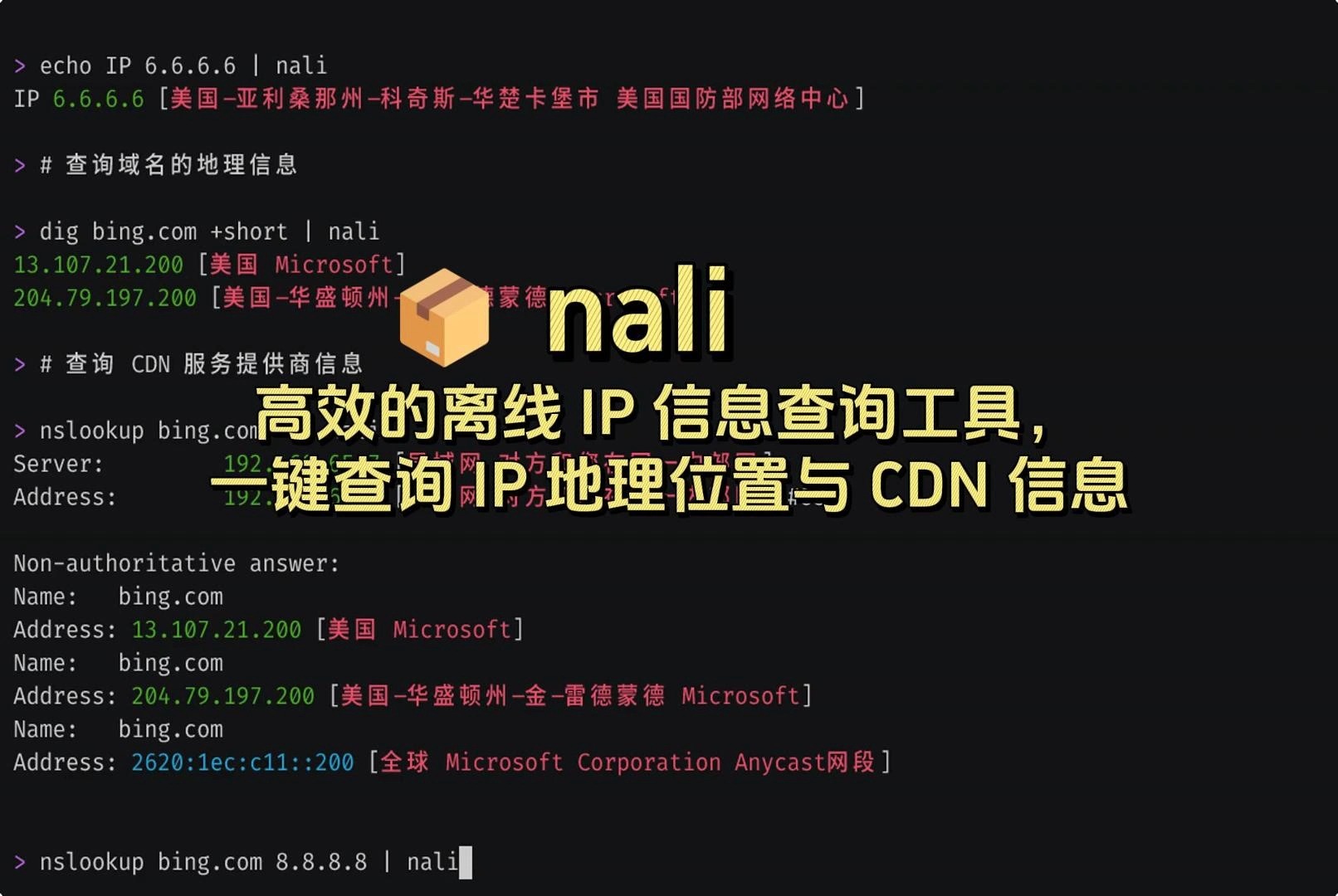 𐟓栮ali(1): 高效的离线 IP 信息查询工具,一键查询 IP 地理位置与 CDN 信息哔哩哔哩bilibili