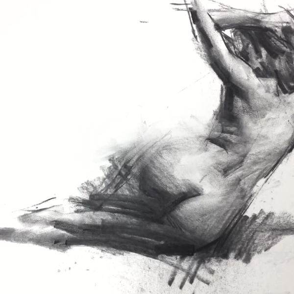 素描】Charcoal Drawing Demo- Expressive Drawing Nude Figure._哔哩