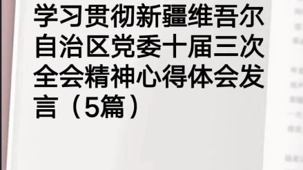 学习贯彻新疆维吾尔自治区党委十届三次全会精神心得体会发言(5篇)哔哩哔哩bilibili