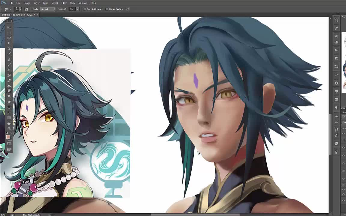 【sakimichan】完整绘画过程 [原神]魈