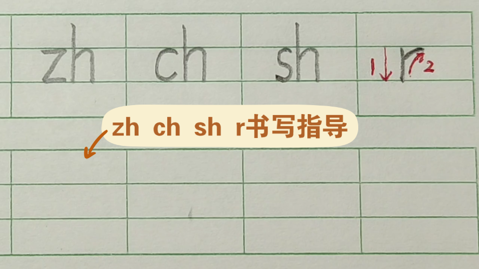 [图]汉语拼音zh ch sh r 书写指导