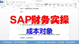 SAP软件 成本对象