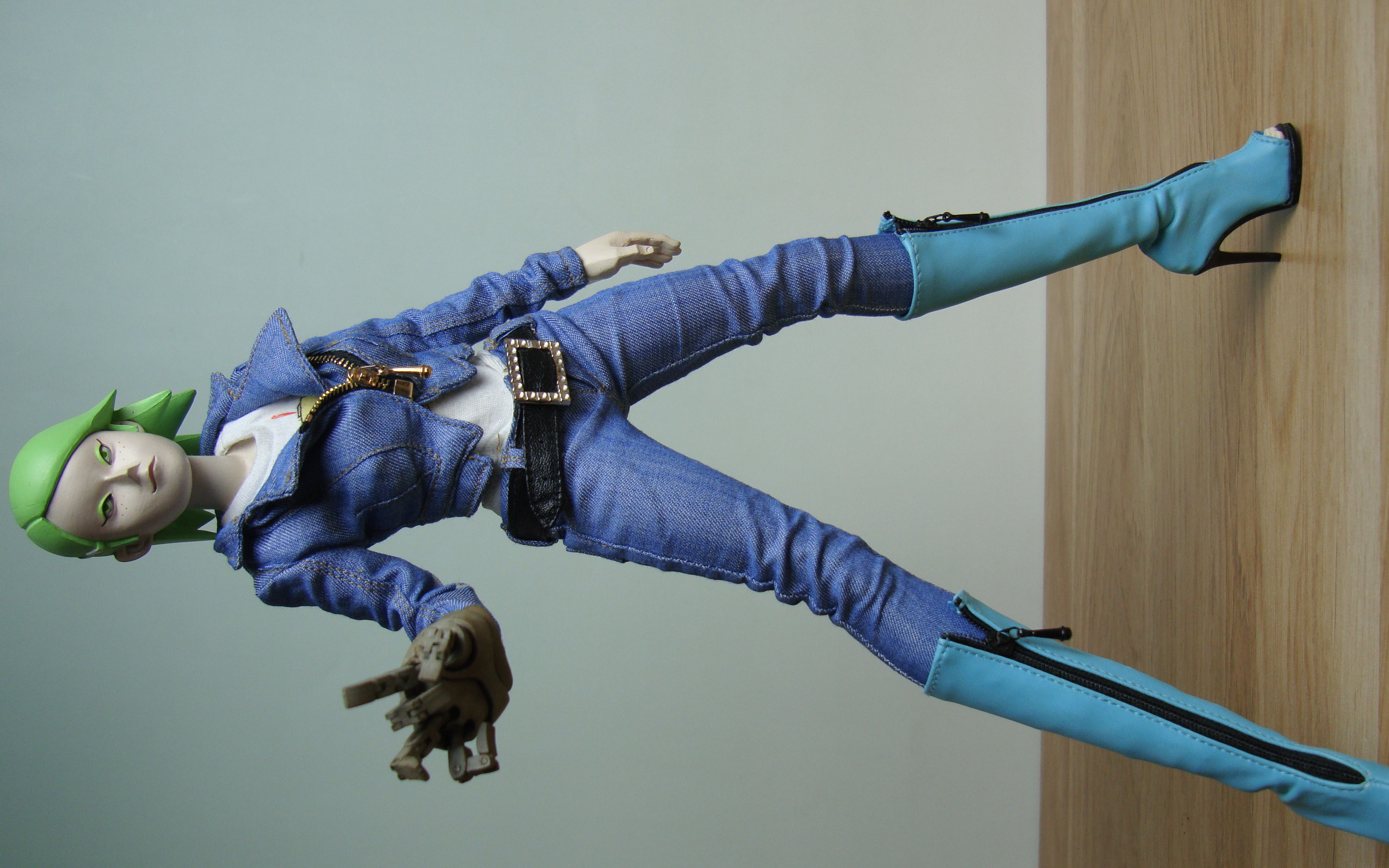 3atoys紧身牛仔裤一比六女偶娃衣裤装制作过程