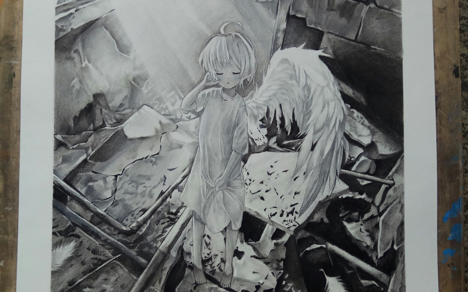 【炭铅手绘】国庆假期所有时间,画出我折翼的小天使_哔哩哔哩_bili