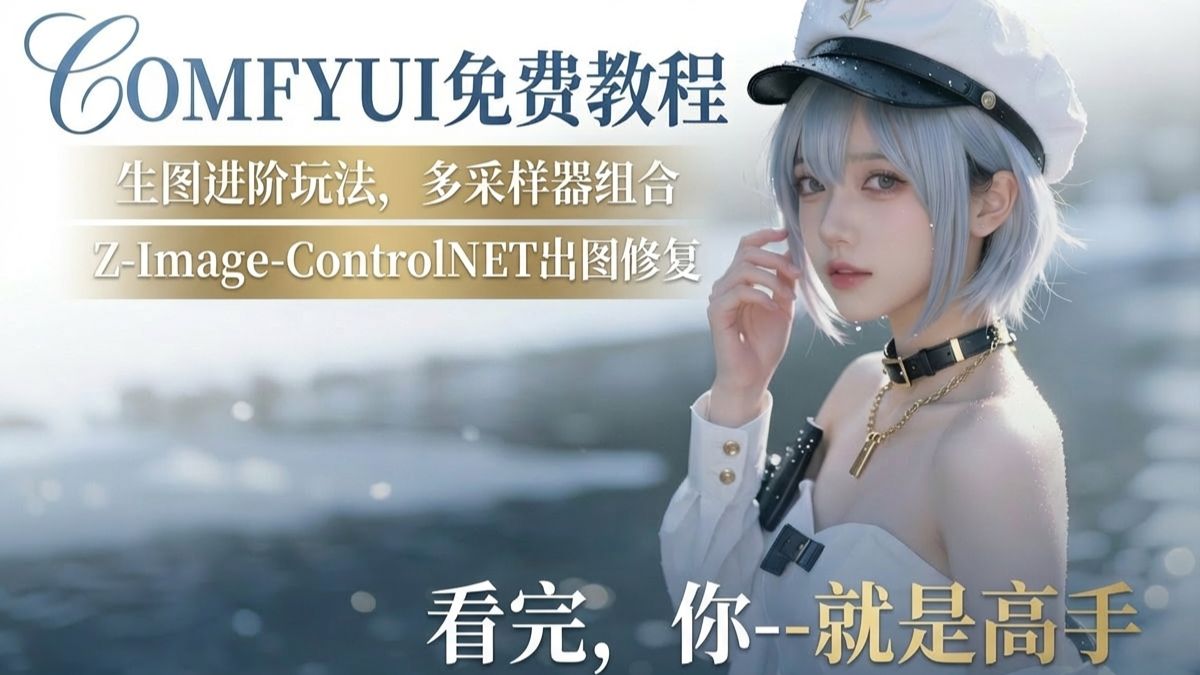 多采样器高端玩法及Z-Image-CN画质修复——ComfyUI喂饭级教程第八期（ComfyUI-N8N全系列免费教程）