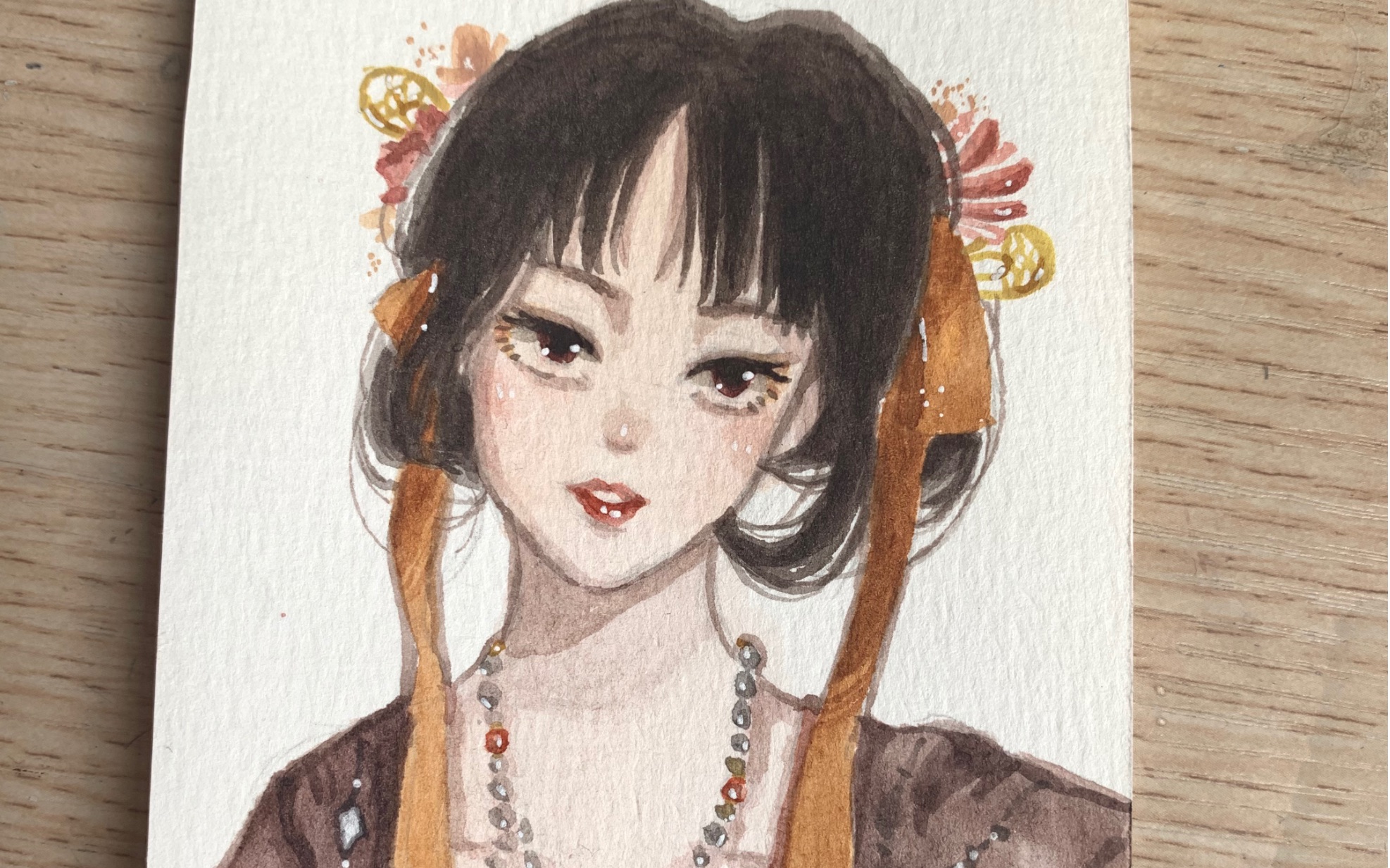 水彩古风头像画一个金银珠宝的漂亮丹凤眼mm