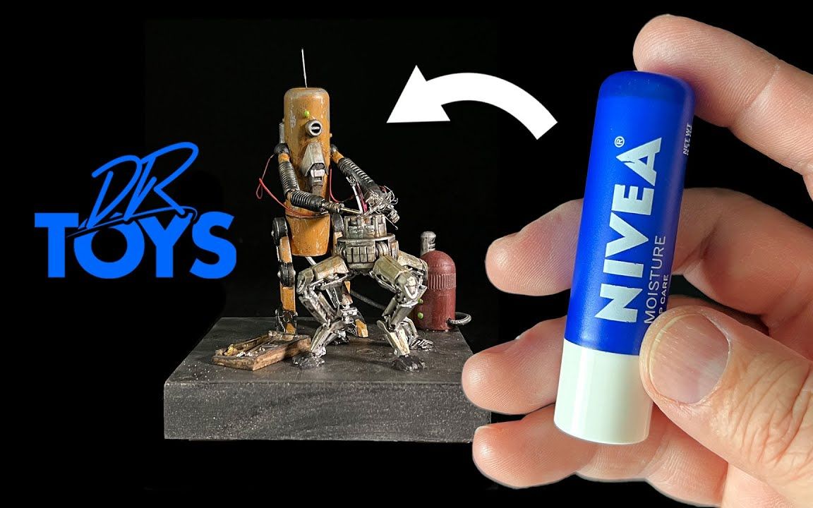 【神奇造物】[戳本视频介绍查看更多信息]用唇膏瓶子制作机器人模型