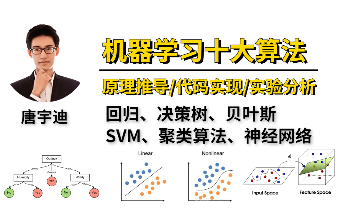 封神之作!【机器学习十大算法】唐宇迪清新脱俗的讲解机器学习十大算法!线性回归、决策树原理、集成算法、支持向量机、神经网络、贝叶斯算法!哔...