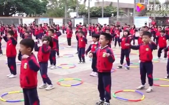 [图]幼儿园大班早操《可爱宝贝》，孩子们队形整齐，动作变化有序