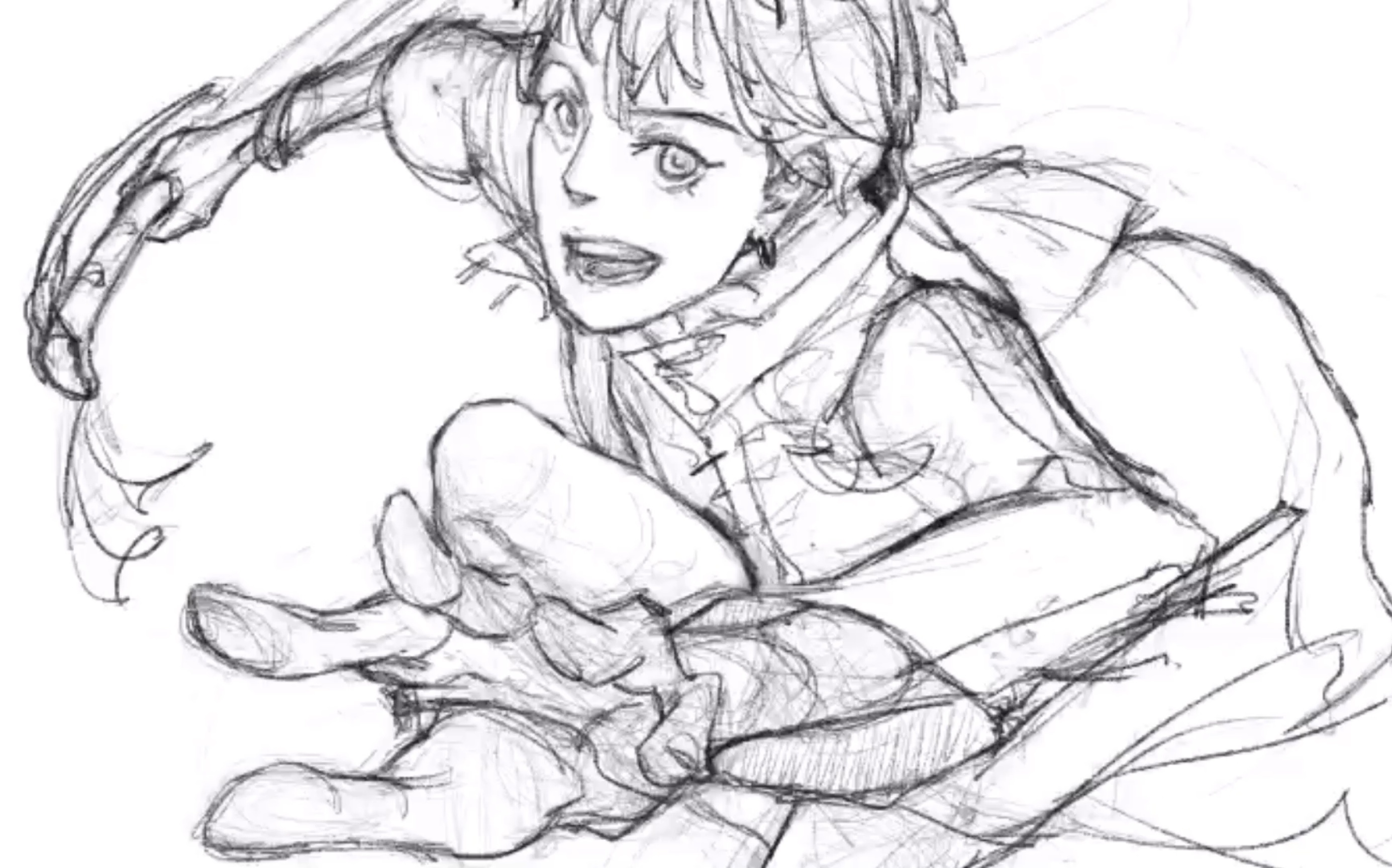 【ipad绘画】海盗黄濑,透视动作线稿